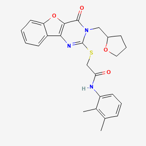 molecular formula C25H25N3O4S B2615741 N-(2,3-dimethylphenyl)-2-({6-oxo-5-[(oxolan-2-yl)methyl]-8-oxa-3,5-diazatricyclo[7.4.0.0^{2,7}]trideca-1(9),2(7),3,10,12-pentaen-4-yl}sulfanyl)acetamide CAS No. 899941-97-0