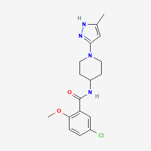 molecular formula C17H21ClN4O2 B2615828 5-chloro-2-methoxy-N-[1-(5-methyl-1H-pyrazol-3-yl)piperidin-4-yl]benzamide CAS No. 2034204-55-0