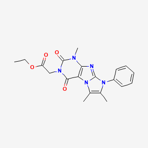 molecular formula C20H21N5O4 B2615834 ethyl 2-{1,6,7-trimethyl-2,4-dioxo-8-phenyl-1H,2H,3H,4H,8H-imidazo[1,2-g]purin-3-yl}acetate CAS No. 887455-21-2