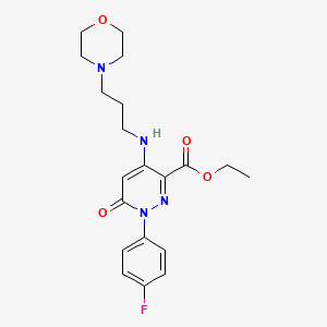 molecular formula C20H25FN4O4 B2615872 Ethyl 1-(4-fluorophenyl)-4-((3-morpholinopropyl)amino)-6-oxo-1,6-dihydropyridazine-3-carboxylate CAS No. 922068-89-1