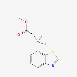 molecular formula C13H13NO2S B2615930 Ethyl (1R,2R)-2-(1,3-benzothiazol-7-yl)cyclopropane-1-carboxylate CAS No. 2241142-32-3