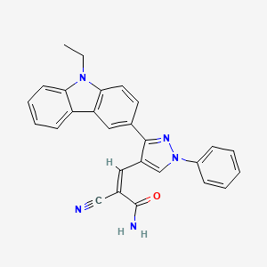 (Z)-2-cyano-3-[3-(9-ethylcarbazol-3-yl)-1-phenylpyrazol-4-yl]prop-2-enamide