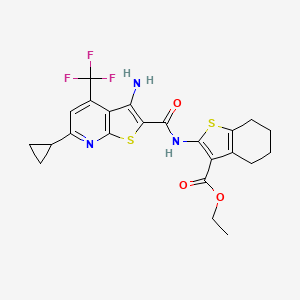 Ethyl 2-({[3-amino-6-cyclopropyl-4-(trifluoromethyl)thieno[2,3-b]pyridin-2-yl]carbonyl}amino)-4,5,6,7-tetrahydro-1-benzothiophene-3-carboxylate