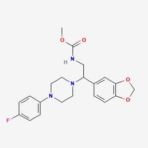molecular formula C21H24FN3O4 B2615971 Methyl (2-(benzo[d][1,3]dioxol-5-yl)-2-(4-(4-fluorophenyl)piperazin-1-yl)ethyl)carbamate CAS No. 896362-80-4