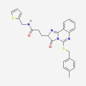 molecular formula C26H24N4O2S2 B2616004 3-(5-{[(4-methylphenyl)methyl]sulfanyl}-3-oxo-2H,3H-imidazo[1,2-c]quinazolin-2-yl)-N-[(thiophen-2-yl)methyl]propanamide CAS No. 1037167-87-5