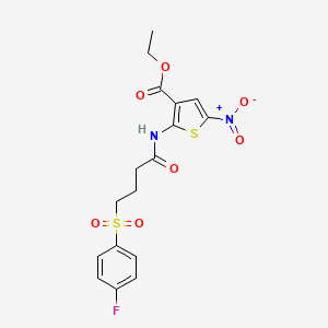 Ethyl 2-(4-((4-fluorophenyl)sulfonyl)butanamido)-5-nitrothiophene-3-carboxylate
