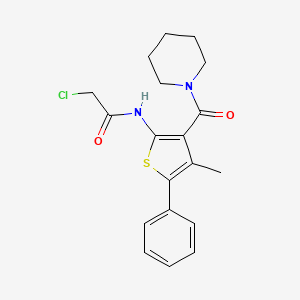 molecular formula C19H21ClN2O2S B2616008 2-chloro-N-[4-methyl-5-phenyl-3-(piperidine-1-carbonyl)thiophen-2-yl]acetamide CAS No. 879319-44-5