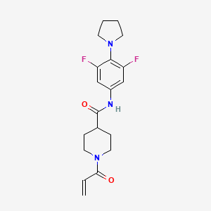 molecular formula C19H23F2N3O2 B2616020 N-(3,5-Difluoro-4-pyrrolidin-1-ylphenyl)-1-prop-2-enoylpiperidine-4-carboxamide CAS No. 2361732-40-1