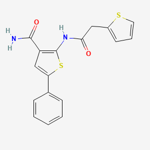 B2616030 5-Phenyl-2-(2-(thiophen-2-yl)acetamido)thiophene-3-carboxamide CAS No. 869471-53-4