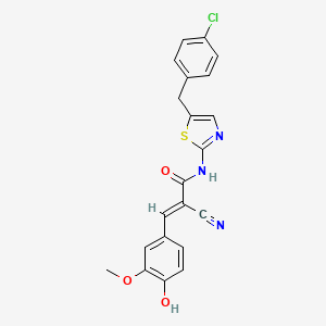 (E)-N-(5-(4-chlorobenzyl)thiazol-2-yl)-2-cyano-3-(4-hydroxy-3-methoxyphenyl)acrylamide
