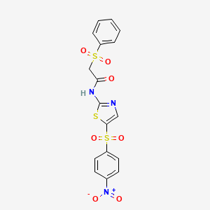 N-(5-((4-nitrophenyl)sulfonyl)thiazol-2-yl)-2-(phenylsulfonyl)acetamide
