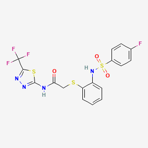 2-[(2-{[(4-fluorophenyl)sulfonyl]amino}phenyl)sulfanyl]-N-[5-(trifluoromethyl)-1,3,4-thiadiazol-2-yl]acetamide
