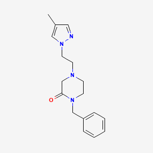 molecular formula C17H22N4O B2616074 1-benzyl-4-[2-(4-methyl-1H-pyrazol-1-yl)ethyl]piperazin-2-one CAS No. 2415465-32-4