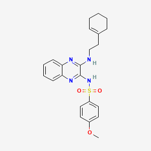 molecular formula C23H26N4O3S B2616076 N-[3-[2-(cyclohexen-1-yl)ethylamino]quinoxalin-2-yl]-4-methoxybenzenesulfonamide CAS No. 714921-57-0