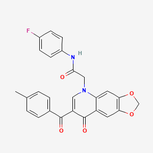 N-(4-fluorophenyl)-2-[7-(4-methylbenzoyl)-8-oxo-[1,3]dioxolo[4,5-g]quinolin-5-yl]acetamide