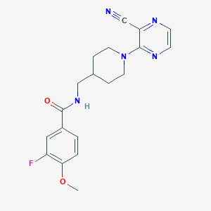 N-((1-(3-cyanopyrazin-2-yl)piperidin-4-yl)methyl)-3-fluoro-4-methoxybenzamide
