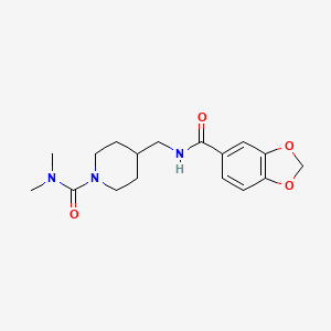 molecular formula C17H23N3O4 B2616088 4-((benzo[d][1,3]dioxole-5-carboxamido)methyl)-N,N-dimethylpiperidine-1-carboxamide CAS No. 2034357-99-6