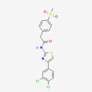 molecular formula C18H14Cl2N2O3S2 B2616098 N-(4-(3,4-dichlorophenyl)thiazol-2-yl)-2-(4-(methylsulfonyl)phenyl)acetamide CAS No. 919848-91-2