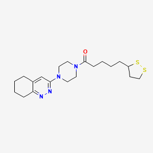 molecular formula C20H30N4OS2 B2616106 5-(1,2-Dithiolan-3-yl)-1-(4-(5,6,7,8-tetrahydrocinnolin-3-yl)piperazin-1-yl)pentan-1-one CAS No. 2034349-82-9