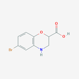 molecular formula C9H8BrNO3 B2616112 6-Bromo-3,4-dihydro-2H-benzo[b][1,4]oxazine-2-carboxylic acid CAS No. 1785506-15-1