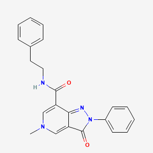molecular formula C22H20N4O2 B2616118 5-methyl-3-oxo-N-phenethyl-2-phenyl-3,5-dihydro-2H-pyrazolo[4,3-c]pyridine-7-carboxamide CAS No. 921879-99-4