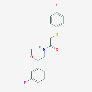molecular formula C17H17F2NO2S B2616137 N-(2-(3-fluorophenyl)-2-methoxyethyl)-2-((4-fluorophenyl)thio)acetamide CAS No. 1797876-54-0