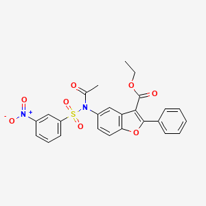 molecular formula C25H20N2O8S B2616140 Ethyl 5-[N-(3-nitrobenzenesulfonyl)acetamido]-2-phenyl-1-benzofuran-3-carboxylate CAS No. 448214-81-1