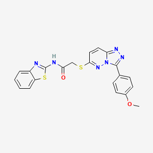 molecular formula C21H16N6O2S2 B2616162 N-(benzo[d]thiazol-2-yl)-2-((3-(4-methoxyphenyl)-[1,2,4]triazolo[4,3-b]pyridazin-6-yl)thio)acetamide CAS No. 852376-70-6