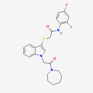 molecular formula C24H25F2N3O2S B2616163 2-((1-(2-(azepan-1-yl)-2-oxoethyl)-1H-indol-3-yl)thio)-N-(2,4-difluorophenyl)acetamide CAS No. 878055-53-9