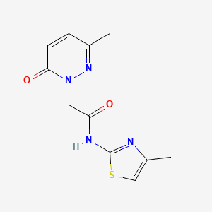 molecular formula C11H12N4O2S B2616165 2-(3-methyl-6-oxopyridazin-1(6H)-yl)-N-(4-methylthiazol-2-yl)acetamide CAS No. 1235350-05-6