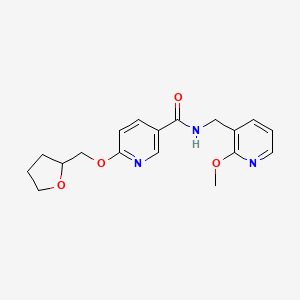 molecular formula C18H21N3O4 B2616168 N-((2-methoxypyridin-3-yl)methyl)-6-((tetrahydrofuran-2-yl)methoxy)nicotinamide CAS No. 2034444-79-4