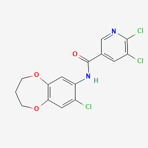 molecular formula C15H11Cl3N2O3 B2616174 5,6-dichloro-N-(8-chloro-3,4-dihydro-2H-1,5-benzodioxepin-7-yl)pyridine-3-carboxamide CAS No. 1031105-08-4