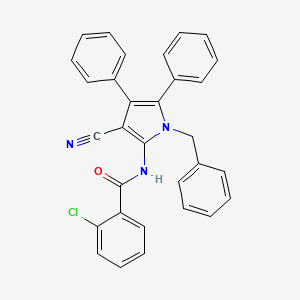 molecular formula C31H22ClN3O B2616175 N-(1-benzyl-3-cyano-4,5-diphenyl-1H-pyrrol-2-yl)-2-chlorobenzenecarboxamide CAS No. 477887-30-2