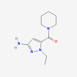 molecular formula C11H18N4O B2616183 1-ethyl-5-(piperidin-1-ylcarbonyl)-1H-pyrazol-3-amine CAS No. 1856100-34-9