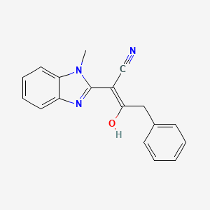 molecular formula C18H15N3O B2616185 (E)-2-(1-methyl-1H-benzo[d]imidazol-2(3H)-ylidene)-3-oxo-4-phenylbutanenitrile CAS No. 1351453-69-4
