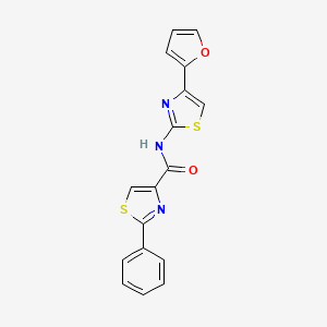 molecular formula C17H11N3O2S2 B2616217 N-[4-(furan-2-yl)-1,3-thiazol-2-yl]-2-phenyl-1,3-thiazole-4-carboxamide CAS No. 1207039-39-1