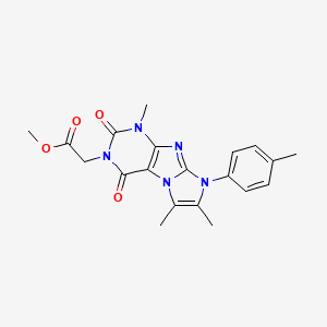 molecular formula C20H21N5O4 B2616250 methyl 2-(1,6,7-trimethyl-2,4-dioxo-8-(p-tolyl)-1H-imidazo[2,1-f]purin-3(2H,4H,8H)-yl)acetate CAS No. 877644-70-7