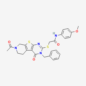 2-((7-acetyl-3-benzyl-4-oxo-3,4,5,6,7,8-hexahydropyrido[4',3':4,5]thieno[2,3-d]pyrimidin-2-yl)thio)-N-(4-methoxyphenyl)acetamide