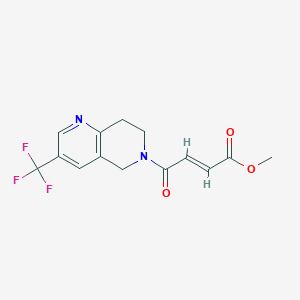 molecular formula C14H13F3N2O3 B2616324 Methyl (E)-4-oxo-4-[3-(trifluoromethyl)-7,8-dihydro-5H-1,6-naphthyridin-6-yl]but-2-enoate CAS No. 2411322-89-7