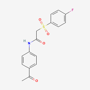 molecular formula C16H14FNO4S B2616329 N-(4-acetylphenyl)-2-(4-fluorobenzenesulfonyl)acetamide CAS No. 895480-25-8