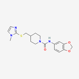 N-(benzo[d][1,3]dioxol-5-yl)-4-(((1-methyl-1H-imidazol-2-yl)thio)methyl)piperidine-1-carboxamide