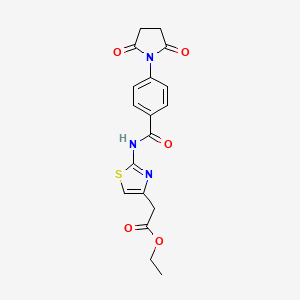 molecular formula C18H17N3O5S B2616380 Ethyl 2-(2-(4-(2,5-dioxopyrrolidin-1-yl)benzamido)thiazol-4-yl)acetate CAS No. 330200-86-7