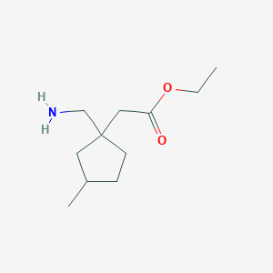 molecular formula C11H21NO2 B2616383 Ethyl 2-[1-(aminomethyl)-3-methylcyclopentyl]acetate CAS No. 2120591-68-4