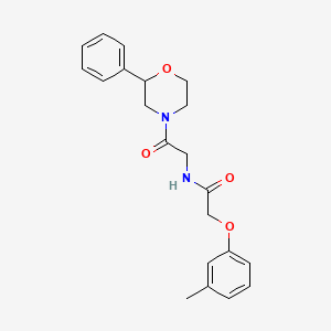 molecular formula C21H24N2O4 B2616410 2-(3-methylphenoxy)-N-[2-oxo-2-(2-phenylmorpholin-4-yl)ethyl]acetamide CAS No. 953948-64-6