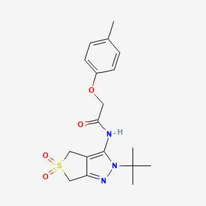 molecular formula C18H23N3O4S B2616418 N-{2-tert-butyl-5,5-dioxo-2H,4H,6H-5lambda6-thieno[3,4-c]pyrazol-3-yl}-2-(4-methylphenoxy)acetamide CAS No. 893924-34-0