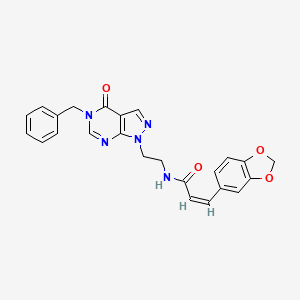 molecular formula C24H21N5O4 B2616445 (Z)-3-(benzo[d][1,3]dioxol-5-yl)-N-(2-(5-benzyl-4-oxo-4,5-dihydro-1H-pyrazolo[3,4-d]pyrimidin-1-yl)ethyl)acrylamide CAS No. 1006971-52-3