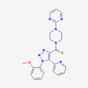 molecular formula C23H22N8O2 B2616482 2-{4-[1-(2-methoxyphenyl)-5-(pyridin-2-yl)-1H-1,2,3-triazole-4-carbonyl]piperazin-1-yl}pyrimidine CAS No. 1396768-04-9