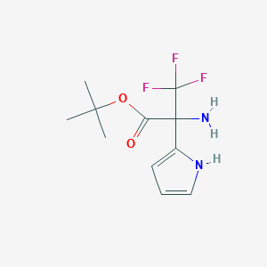 molecular formula C11H15F3N2O2 B2616509 Tert-butyl 2-amino-3,3,3-trifluoro-2-(1H-pyrrol-2-yl)propanoate CAS No. 2248288-39-1