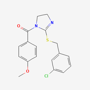 (2-((3-chlorobenzyl)thio)-4,5-dihydro-1H-imidazol-1-yl)(4-methoxyphenyl)methanone