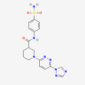 molecular formula C18H20N8O3S B2616612 1-(6-(1H-1,2,4-triazol-1-yl)pyridazin-3-yl)-N-(4-sulfamoylphenyl)piperidine-3-carboxamide CAS No. 1797563-36-0